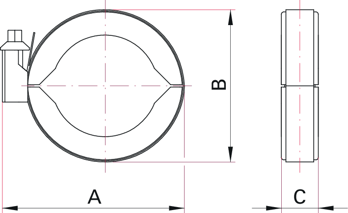 用于弹性密封件的夹紧环，铝 ADC 12/钢，DN 10–16 ISO-KF