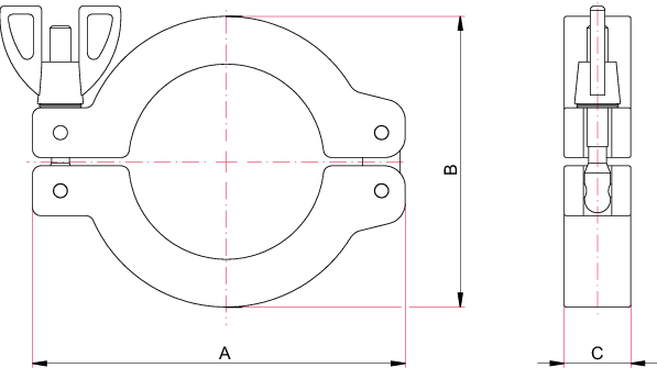 用于弹性密封件的夹紧环，铝 ADC 12，DN 10–16 ISO-KF