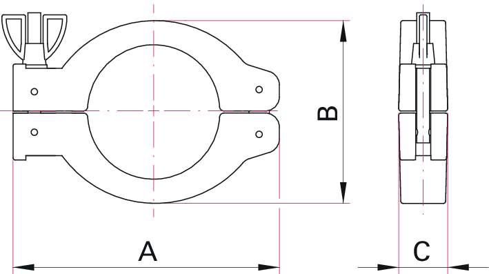 Spannring für Elastomerdichtungen, Edelstahl 1.4301/304, DN 20-25 ISO-KF