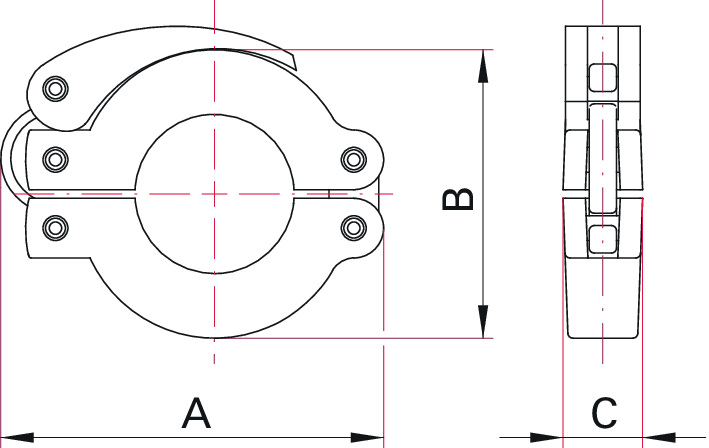 Schnellspannring für Elastomerdichtung, Aluminium/Kunststoff, DN 20-25 ISO-KF