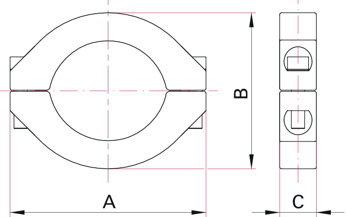 Spannring für Metalldichtungen, Edelstahl 1.4301/304, DN 20-25 ISO-KF