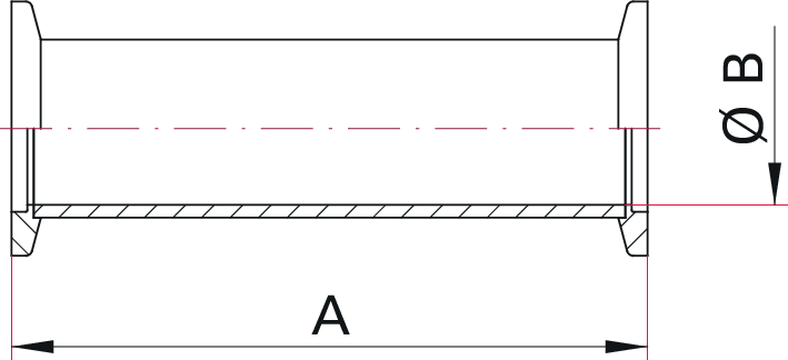 Zwischenstück, Edelstahl 1.4301/304, DN 25 ISO-KF