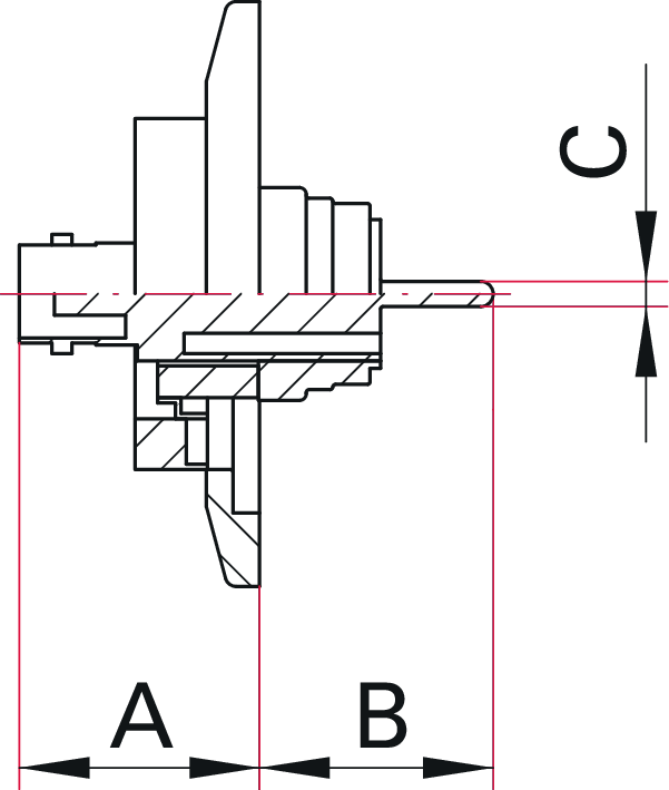 Koaxial Durchführung, BNC, Floating Shield, 1 Pin, DN 16 ISO-KF