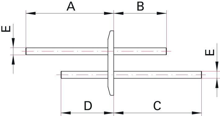 Fluid feedthrough, double tube, stainless steel, DN 40 ISO-KF