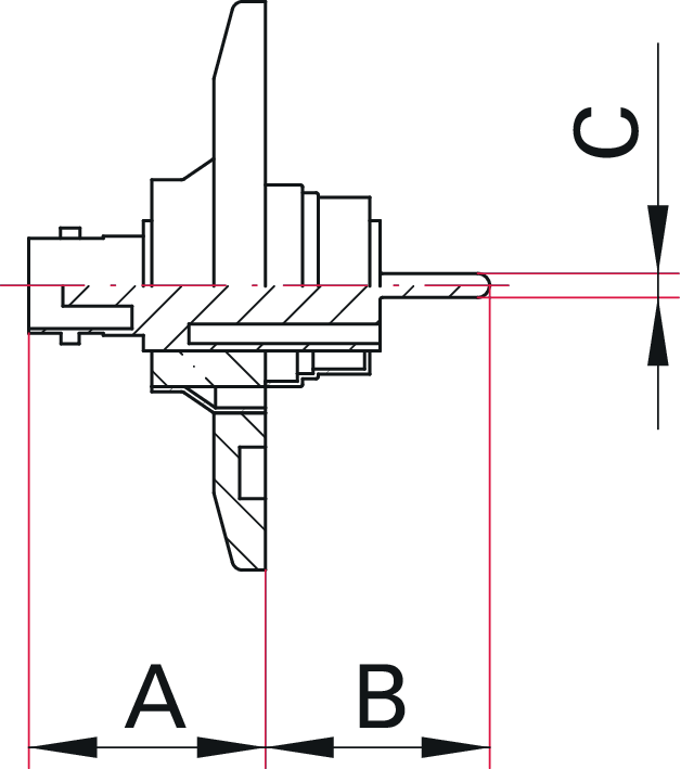 Koaxial Durchführung, MHV, Floating Shield, 1 Pin, DN 40 ISO-KF