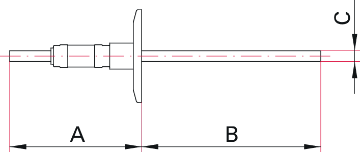 Electrical feedthrough, 12 kV, 180 A, 1 pin, DN 16 ISO-KF