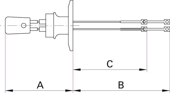 Thermoelementdurchführung Typ K, 1 Paar, DN 40 ISO-KF