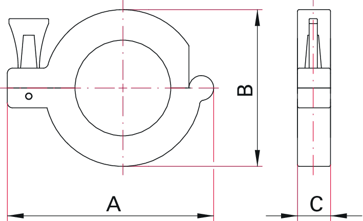 Spannring für Elastomerdichtungen, Kunststoff, DN 20-25 ISO-KF