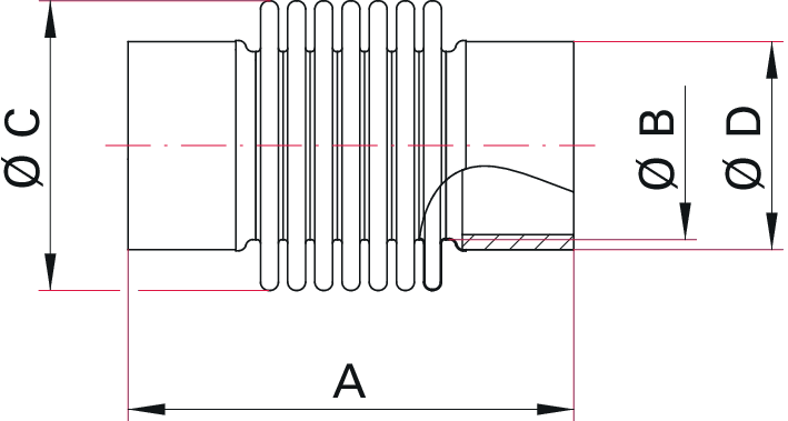 Federungskörper mit Anschweißenden, Edelstahl 316L, DN 16 ISO-KF