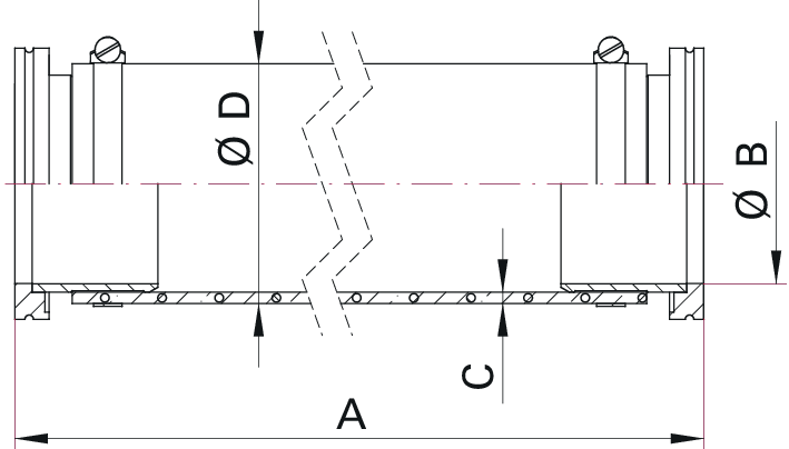 PVC-Schlauch mit verdeckt liegender Stützspirale und Flanschen, PVC mit Edelstahl-Flansch 1.4301/304, DN 63 ISO-K