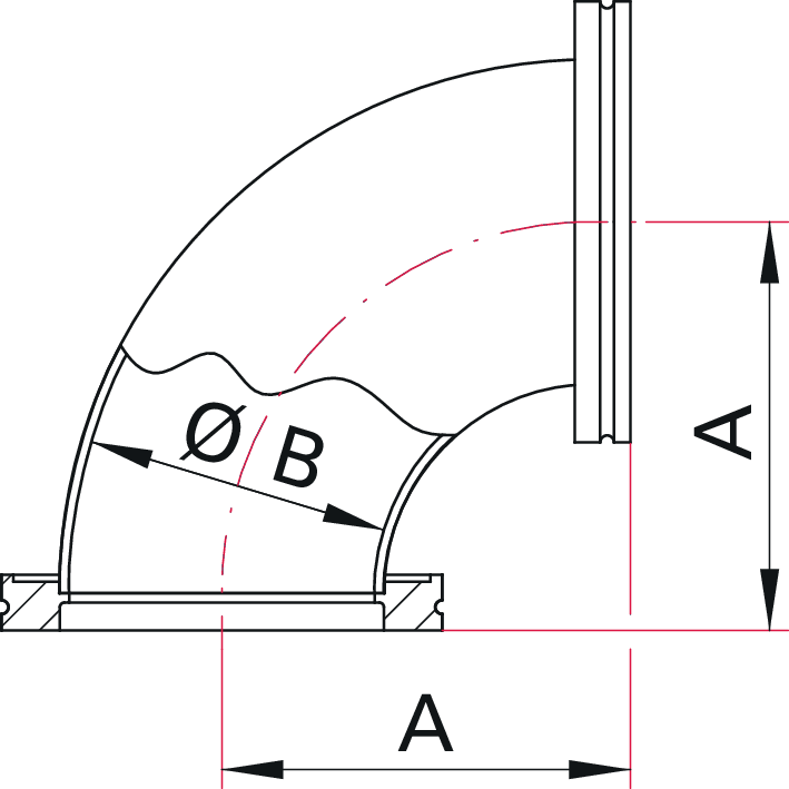 Rohrbogen, 90°, Edelstahl 1.4301/304, DN 100 ISO-K