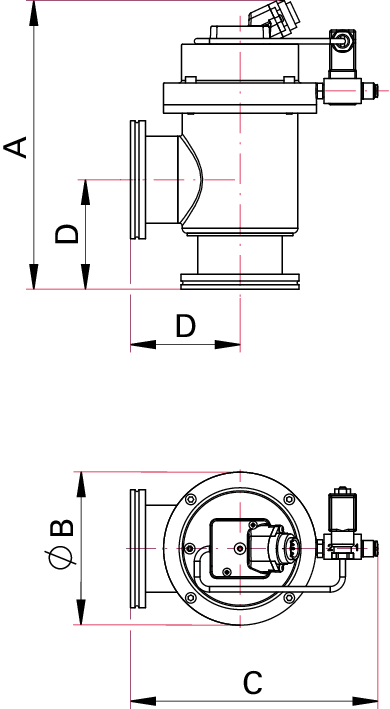 EVB 063 PX, Eckventil, elektropneumatisch, mit SG, mit SV, 24 V DC