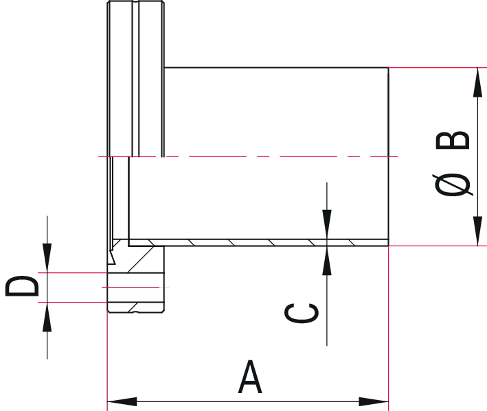 Flansch mit Rohransatz, mit Gewinde, Edelstahl, DN 16 CF