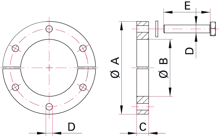 Sechskant-Schraubensatz mit Hufeisenmuttern, M8, DN 160 CF