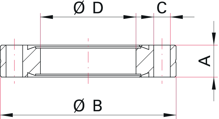 Distanzflansch mit Bohrung, Edelstahl 304L, DN 16 CF