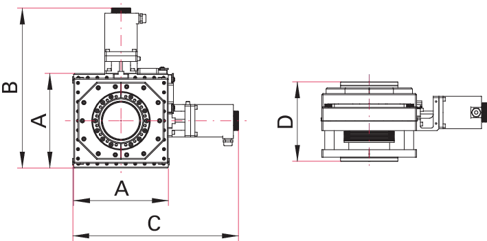 XY-Achsen Präzisionsmanipulator, motorisiert, Edelstahl, DN 100 CF