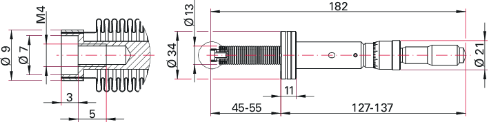 Balggedichtete Präzisions-Schiebedurchführung, 10 mm Hub, Manuell, Superfein, DN 16 CF