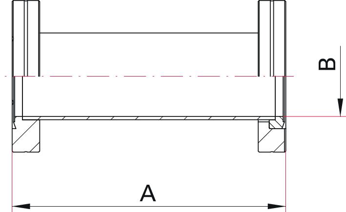 Zwischenstück, Edelstahl 304L, DN 100 CF