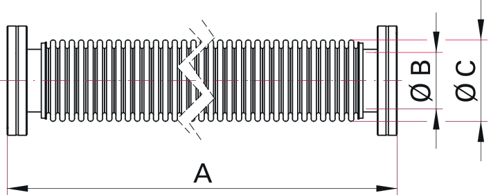 Wellschlauch, flexibel, Edelstahl, DN 16 CF, Länge 250 mm