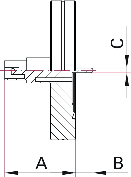 Koaxial Durchführung, BNC, Grounded Shield, 2 Pins, DN 40 CF