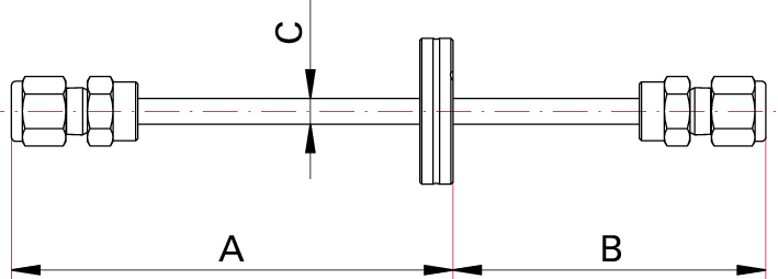 Fluiddurchführung, einfach, Edelstahl, DN 40 CF