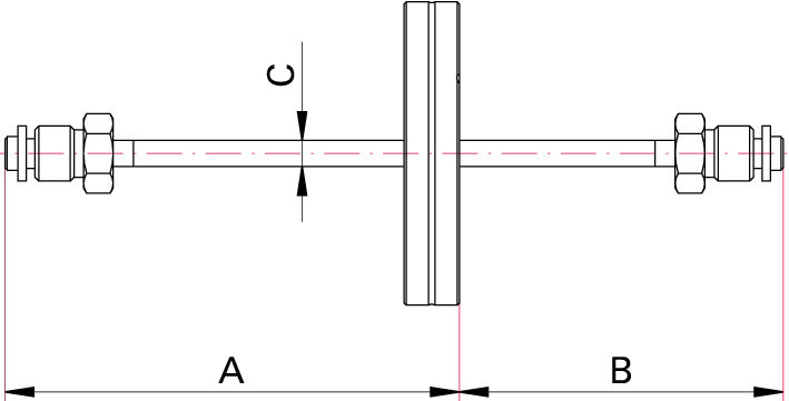 Fluiddurchführung, einfach, Edelstahl, DN 40 CF