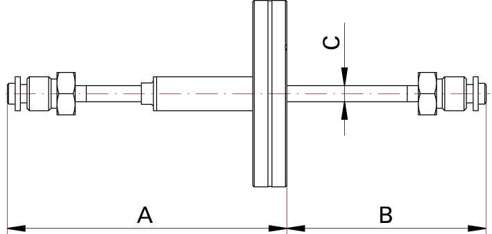 Fluiddurchführung, einfach, Edelstahl, DN 40 CF