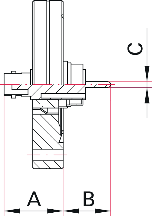 Koaxial Durchführung, MHV, Floating Shield, 1 Pin, DN 16 CF