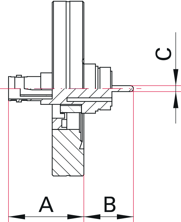 Koaxial Durchführung, SHV-5, Floating Shield, 1 Pin, DN 40 CF