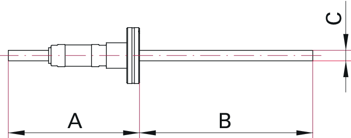 Stromdurchführung, 5 kV, 50 A, 1 Pin, DN 40 CF