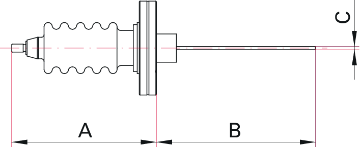 Electrical feedthrough, 30 kV, 50 A, 1 pin, DN 40 CF