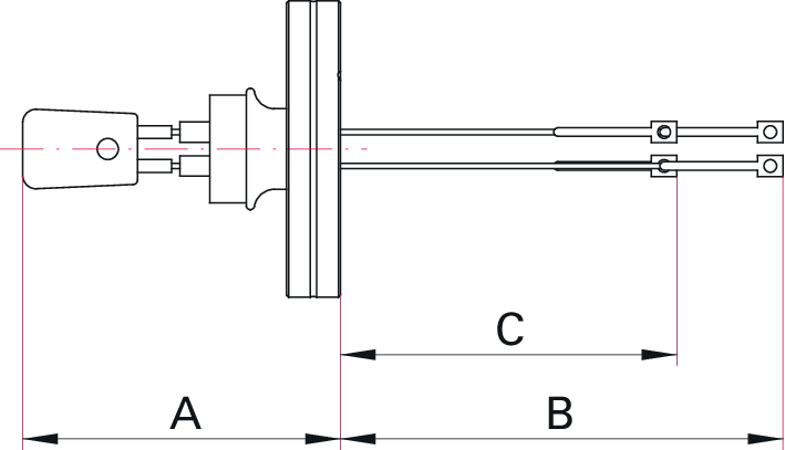 Thermoelementdurchführung Typ K, 1 Paar, DN 40 CF