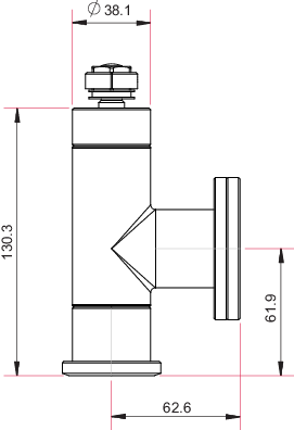 UHV-Eckventil, DN 40 CF, handbetätigt, 304/Cu