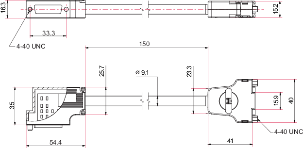 Adapterkabel 24 V DC, D-Sub 15-polig, 0,15 m