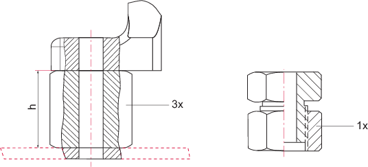 Okta 2000/M/ATEX | Okta 4000/M/ATEX | Okta 6000/M | Okta 1500 G를 위한 발 장착용 고정 요소, 29 mm