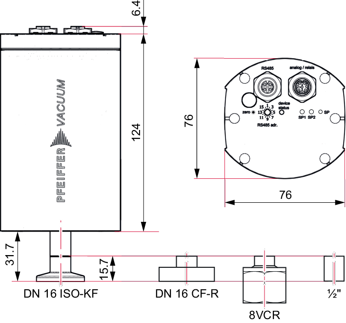 CCT 371，管外径 ½"，RS-485，模拟