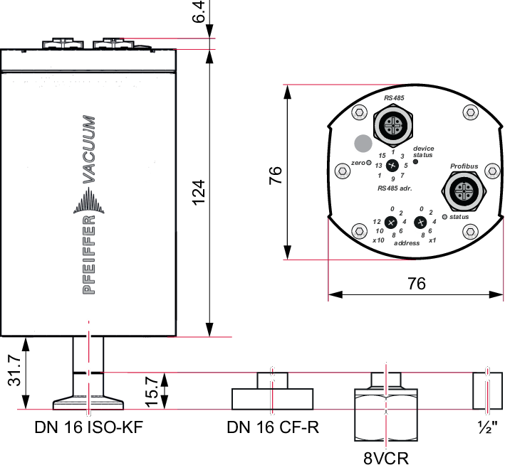 CCT 372, DN 16 ISO-KF, RS-485, EtherCat