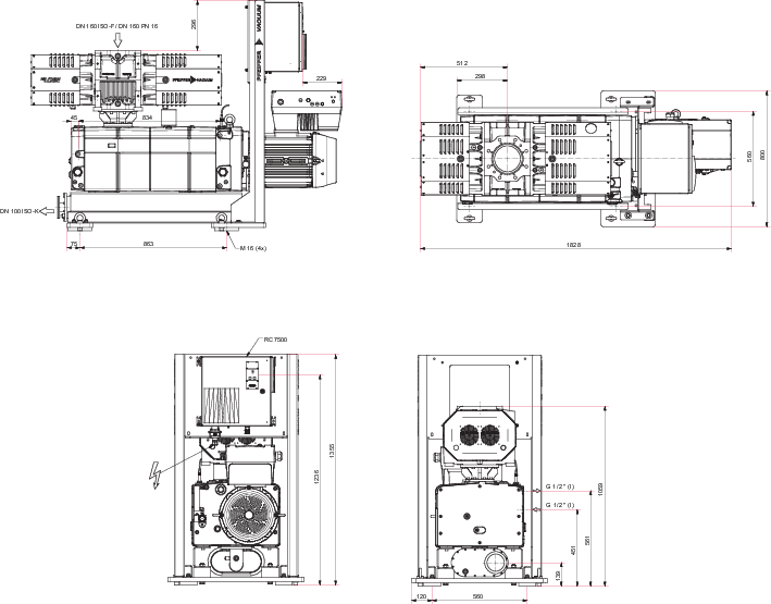 CombiLine RH 2504 L，配 Hepta 950 L 干式压缩螺杆泵和 HiLobe 2704 罗茨泵