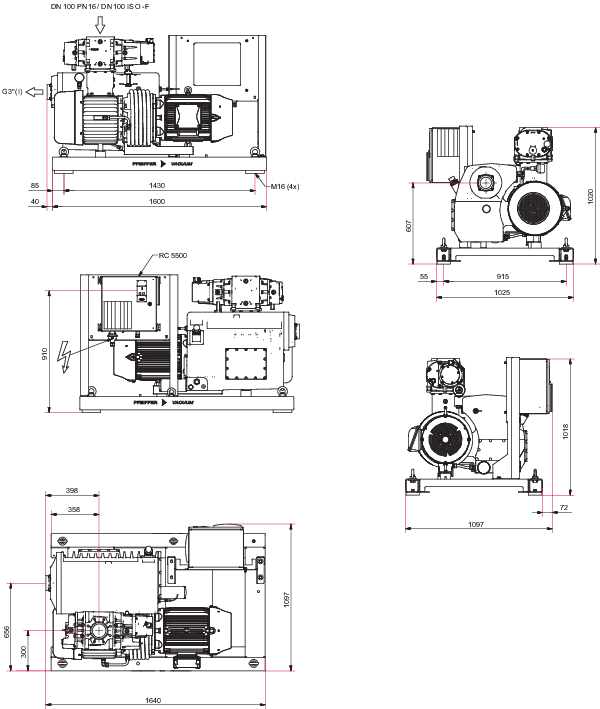 CombiLine RU 1102 with R5 RA 0400 C single-stage rotary vane pump and HiLobe 1302 roots pump