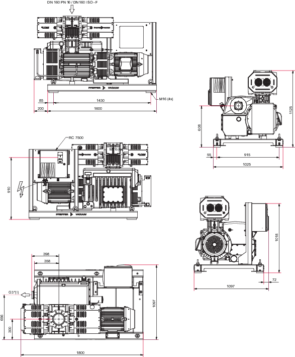 CombiLine RU 4704 with R5 RA 0630 C single-stage rotary vane pump and HiLobe 6204 roots pump