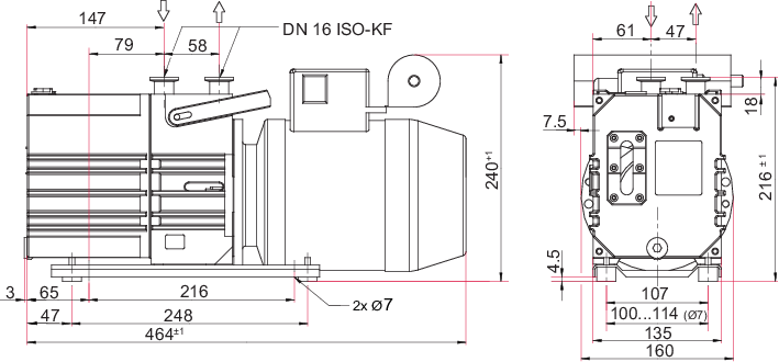 Duo 5 M, 단상 모터, 95 – 120 V, 50 Hz | 105 – 120 V, 60 Hz