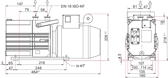 Duo 5 M, 단상 모터, 200 – 240 V, 50 Hz | 208 – 240 V, 60 Hz