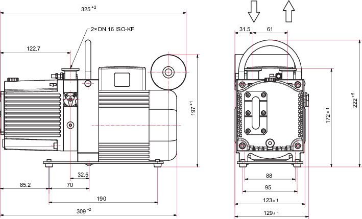 Duo 3, 1-Phasenmotor, 100 V, 50 Hz, 95 – 105 V, 60 Hz