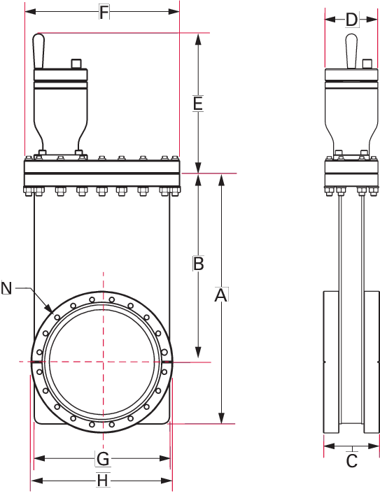 UHV gate valve, DN 100 CF, metric, manual, SS/Cu/FKM