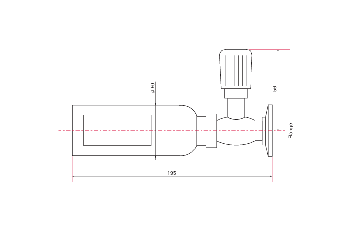 He-kalibriertes Testleck mit Absperrventil, Leckrate zwischen 1 und 3 · 10<sup>-8</sup> mbar l/s, Aluminiumbehälter, DN 40 ISO-KF