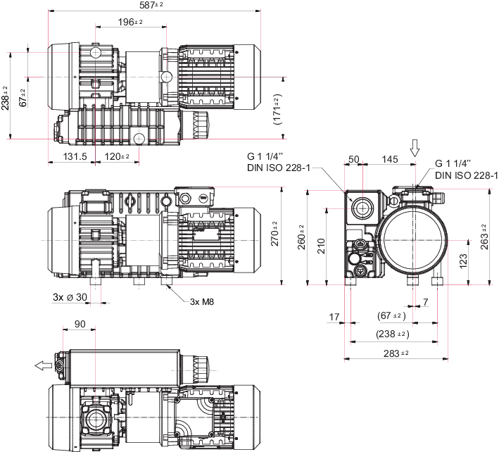 Hena 26, 3상 모터, 200/346 V, 50 Hz | 220/380 V, 60 Hz