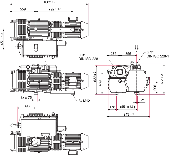 Hena 631, 3상 모터, 190 – 200/220 – 230/380 – 400 V, 50 Hz | 208/220/230/440/460 V, 60 Hz