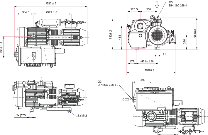 Hena 631, 3상 모터, 190 – 200/220 – 230/380 – 400 V, 50 Hz | 208/220/230/440/460 V, 60 Hz