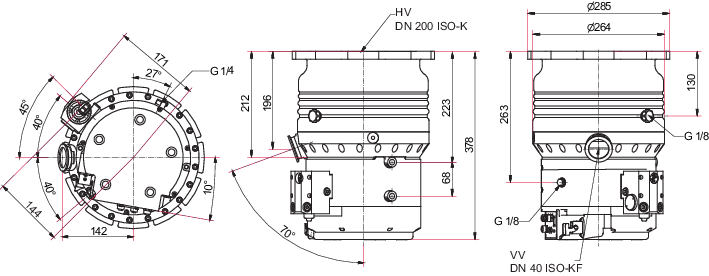 TC 1200을 갖춘 HiPace® 1200 C, Profibus, DN 200 ISO-F, 부식성