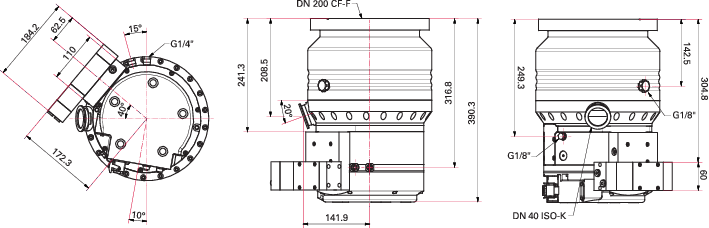 HiPace® 1200 für TCP 1200, DN 200 CF-F